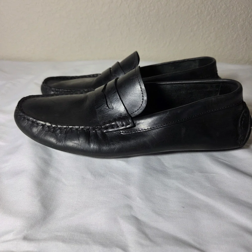 Johnston & Murphy Mens Black Leather Penny Loafer Driving Mocs 59-0365 Size 11M